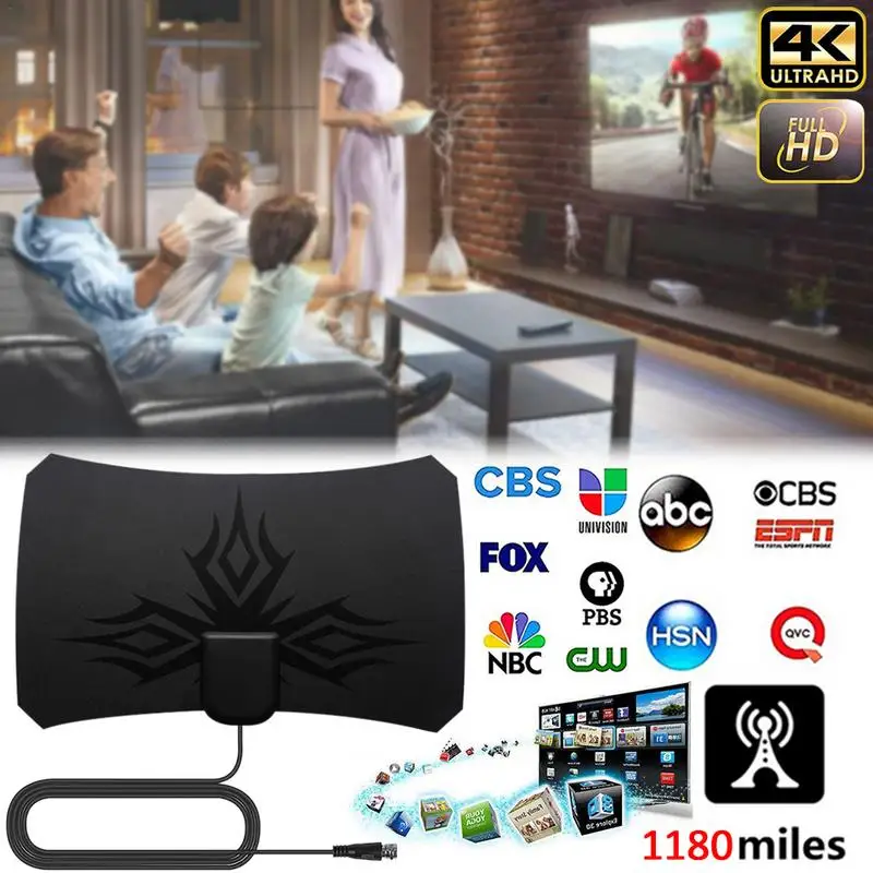 

1180 Miles 4K Digital HDTV Indoor Antenna With High Gain Amplifier Signal Booster TV Radius Surf HD Antennas Aerial