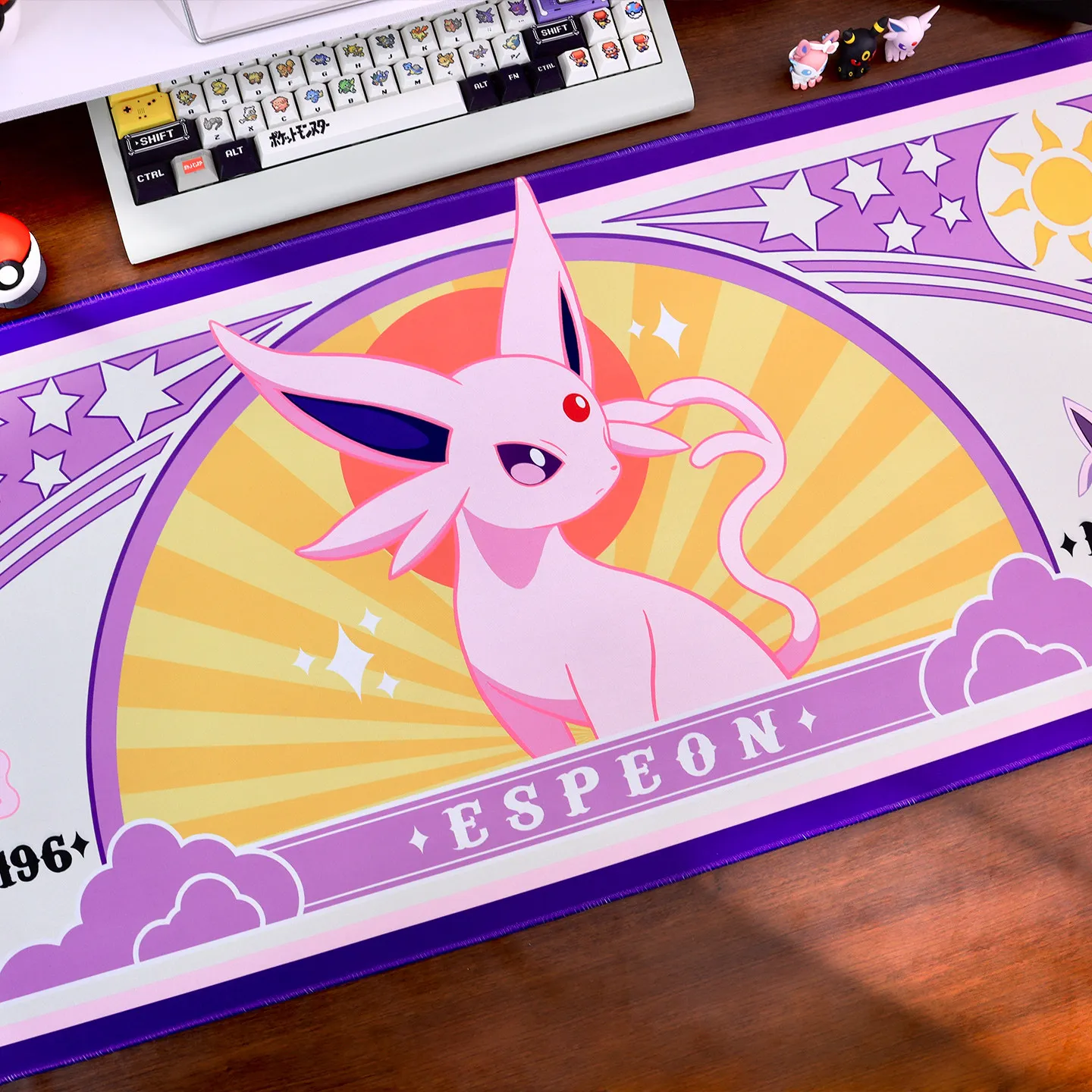 Фото Большой игровой коврик для мыши Pokémon Umbreon Espeon Leafeon в стиле ар-деко, противоскользящий, для геймеров и офиса №5