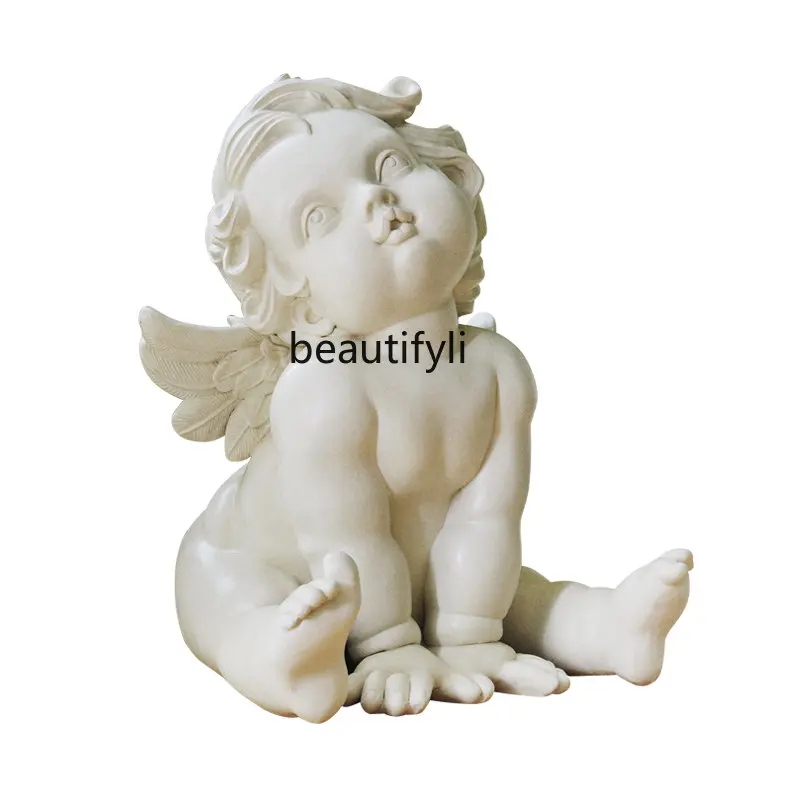 

Fat Angel Sculpture French Living Room Decoration Floor Ornaments American Bedroom Niche Artwork