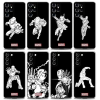 clear phone case for samsung s22 s21 s20 s10e s10 s9 plus lite ultra fe 4g 5g silicone case cover marvel black white iron man