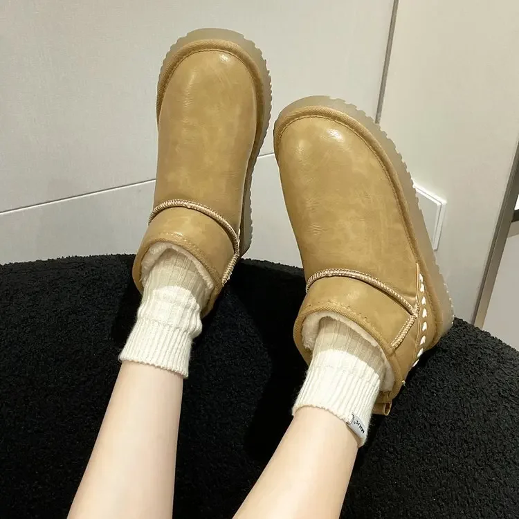 

Зимние ботильоны, зимние ботинки, женские зимние ботинки с защитой от меха, модные удобные теплые простые однотонные модные ботинки с низкой талией