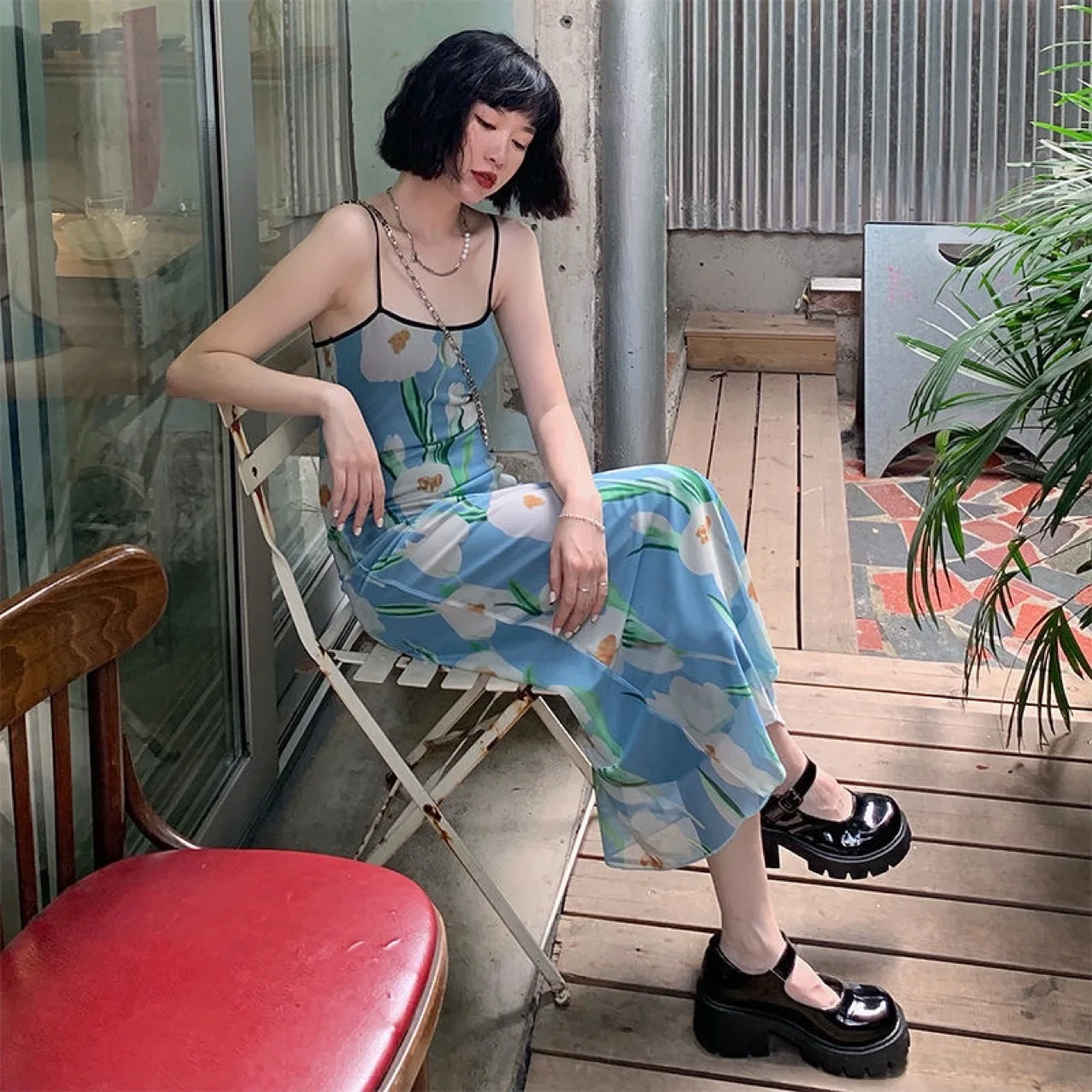 

Платье женское на бретелях-спагетти, элегантный сетчатый милый сарафан во французском ретро-стиле, праздничная уличная одежда, цветное, лет...