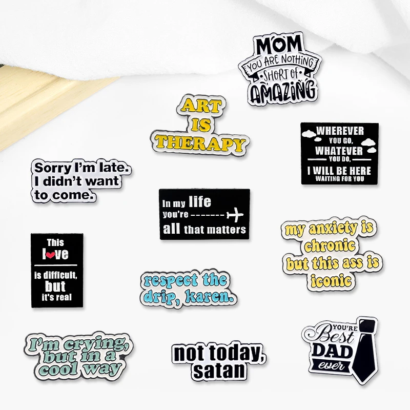 Креативная модная брошь на лацкан с изображением текста масляного цвета