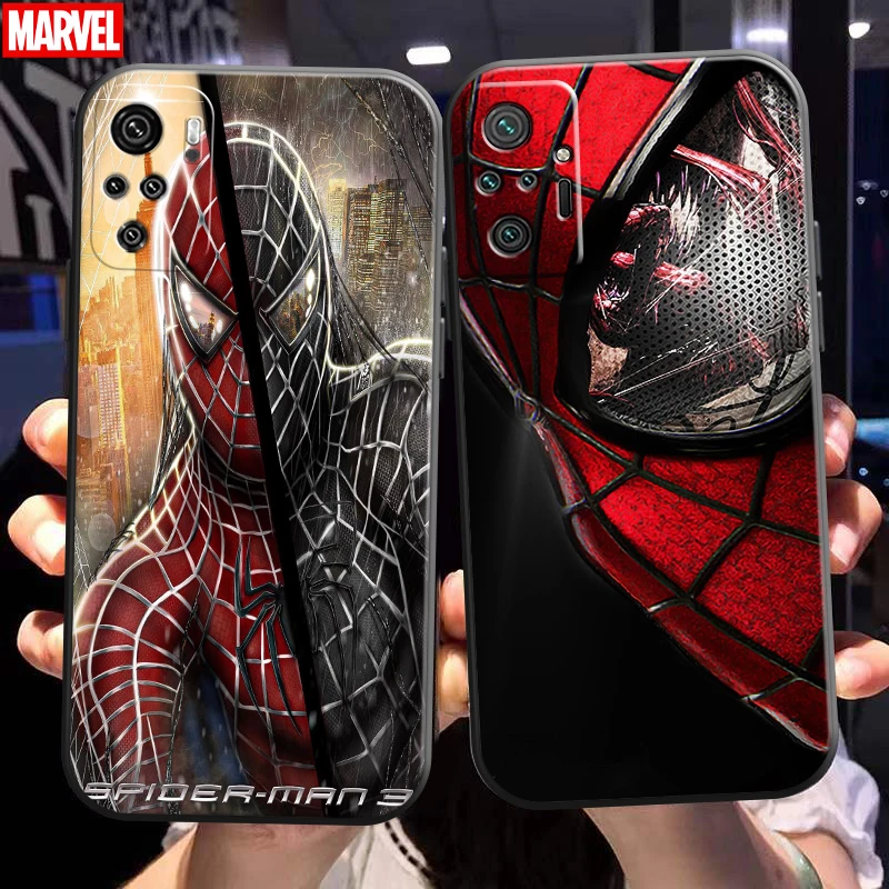 

Marvel Spiderman Phone Case For Xiaomi Redmi Note 10 10S 10T Pro Max 5G Carcasa Black Funda Coque Silicone Cover Soft