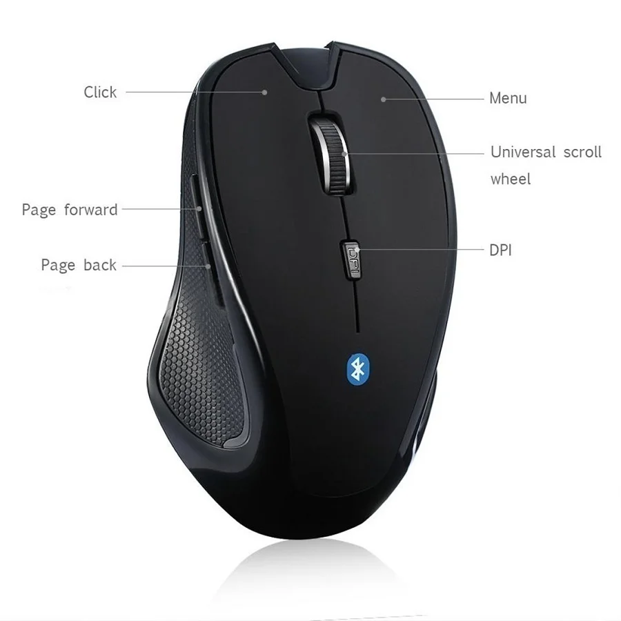 

Wireless optical mouse, 1600dpi, 6-button, applicable to computer, adjustable receiver, BT 5.2, ergonomics MI C MI CE, Genuine