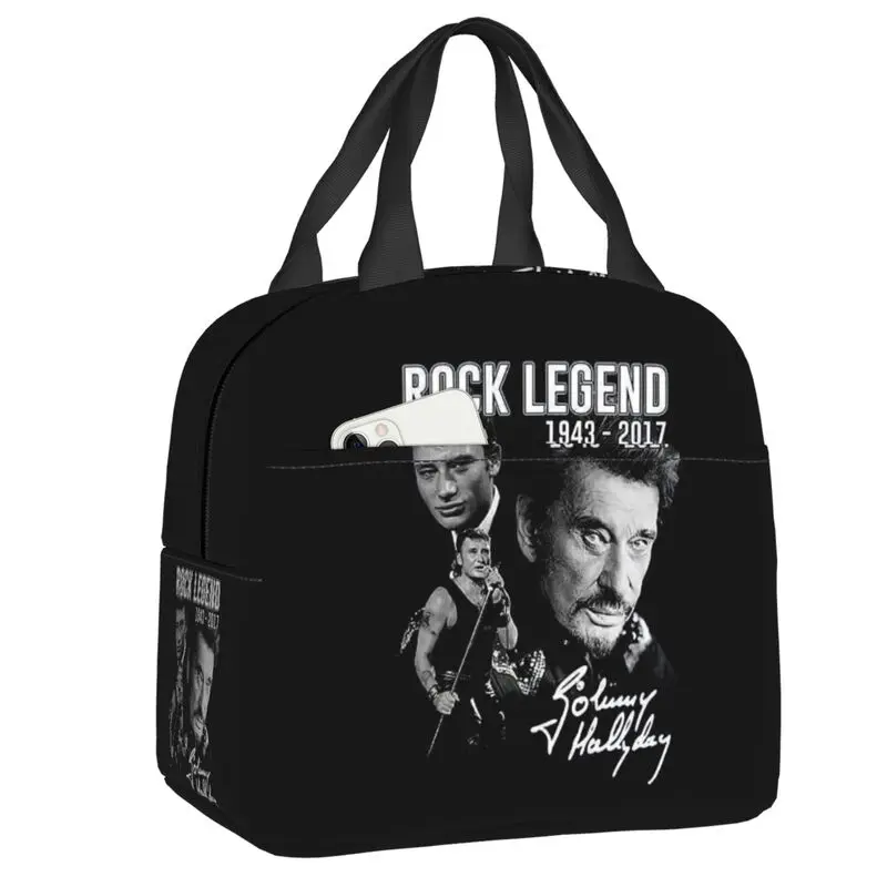 

Rock Johnny Hallyday Insulated Lunch Bag for Women Resuable French Singer Thermal Cooler Lunch Tote Office Picnic Travel