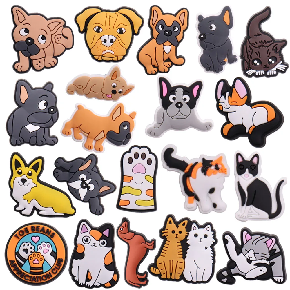 

1-20PCS PVC Animal Croc Charms Lovely Dog Cat Appreciation Club Croc Jibz Fit Wristbands Garden Shoes Button Decorations