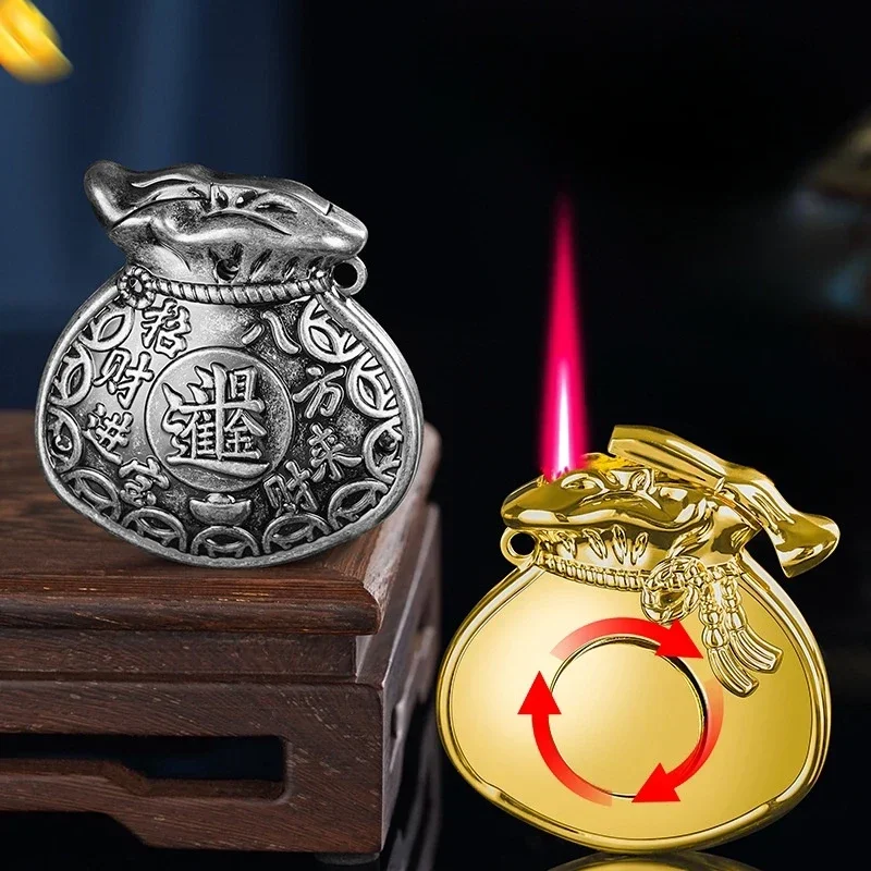 Металлический кошелек ветрозащитная зажигалка ретро надувная вращающаяся