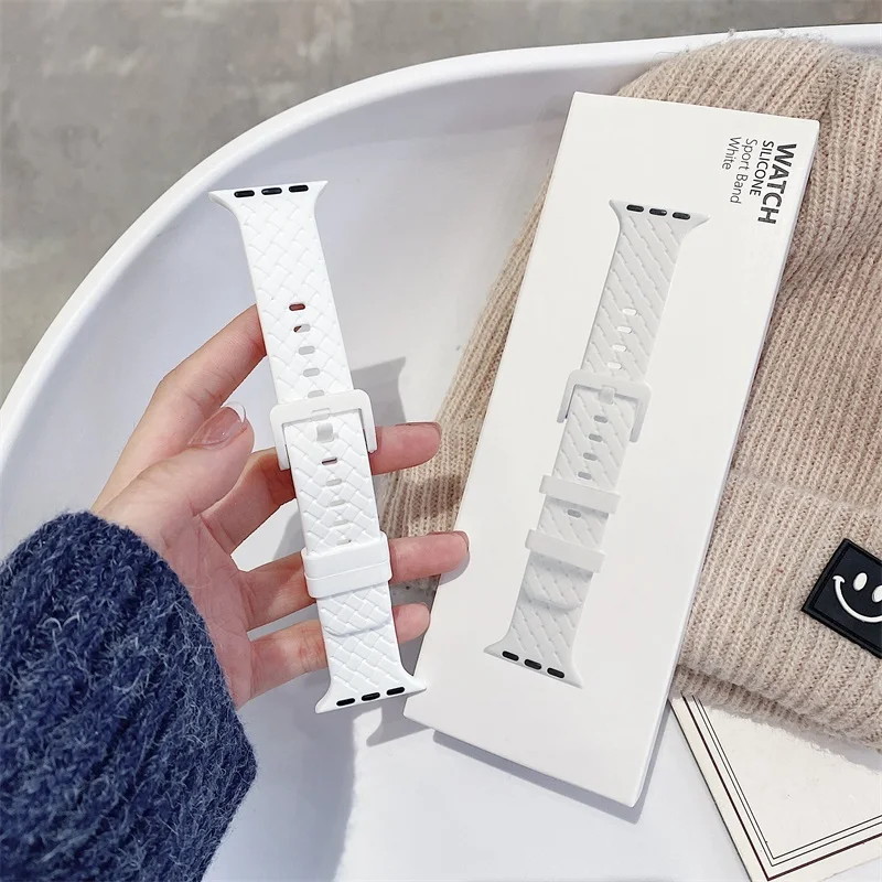 Корпус + Плетеный ремешок для Apple Watch серии 7 45 мм 41 44 40 часов 38 42 силиконовый