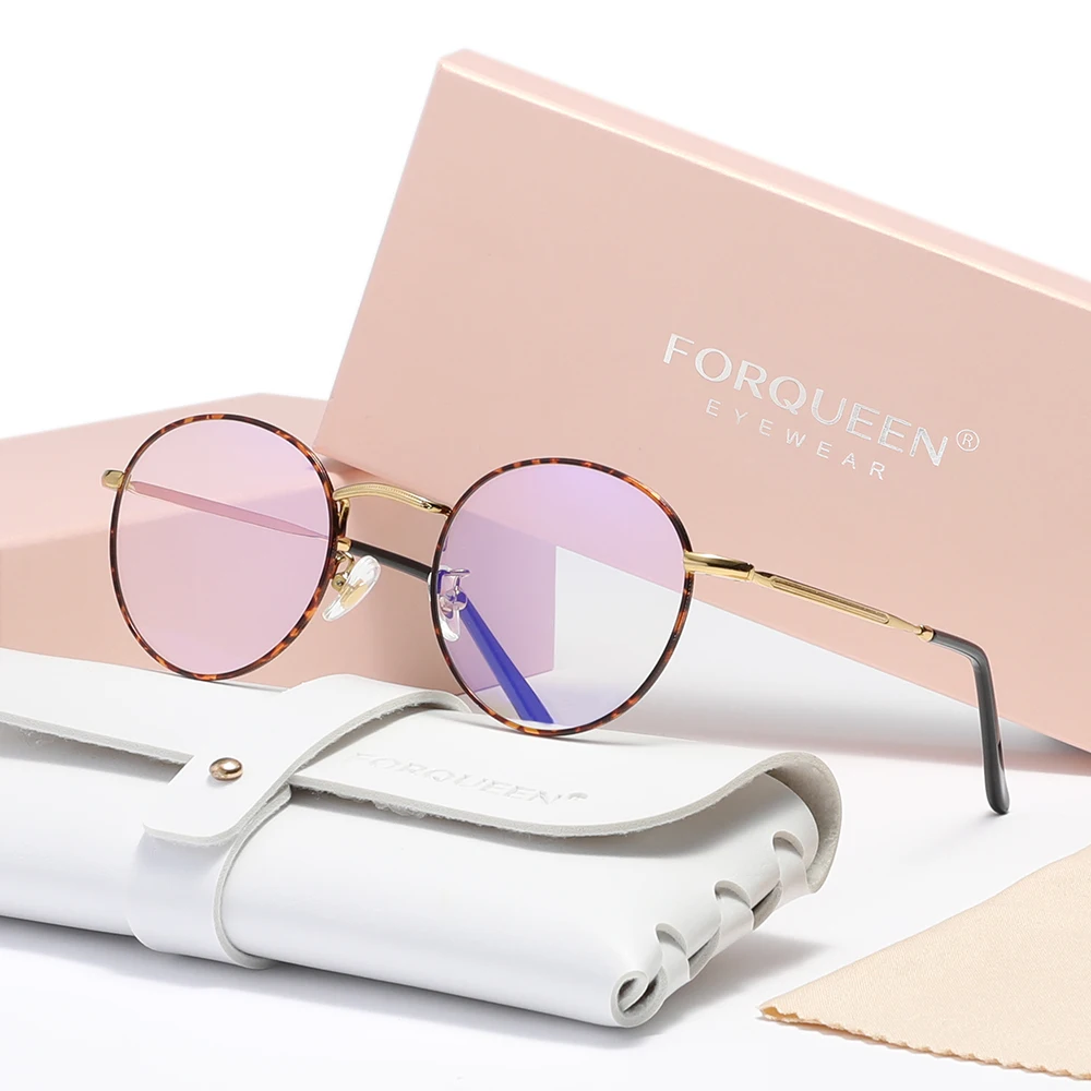 FORQUEEN круглые синие светоблокирующие очки