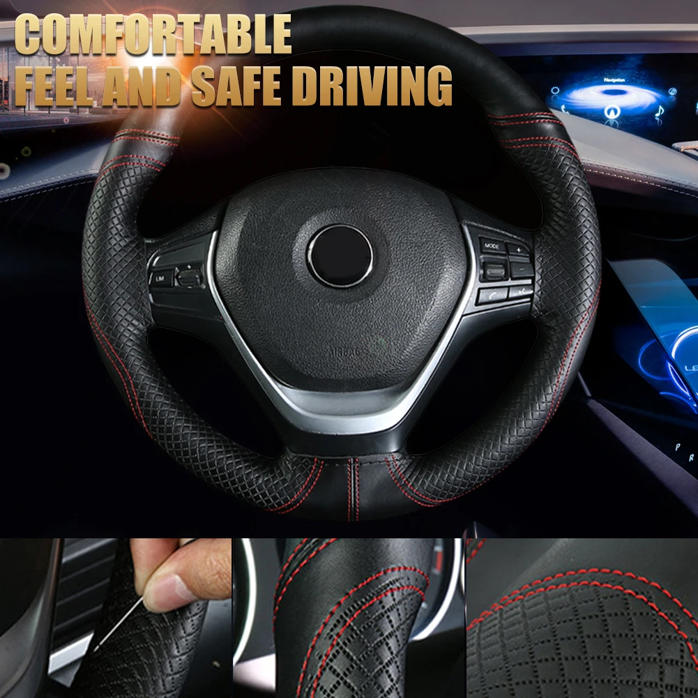 

Car Steering Wheel Cover Universal 38cm Cover For Steering Wheel Breathable And Non-slip Auto Steering Wheel Case Accessories