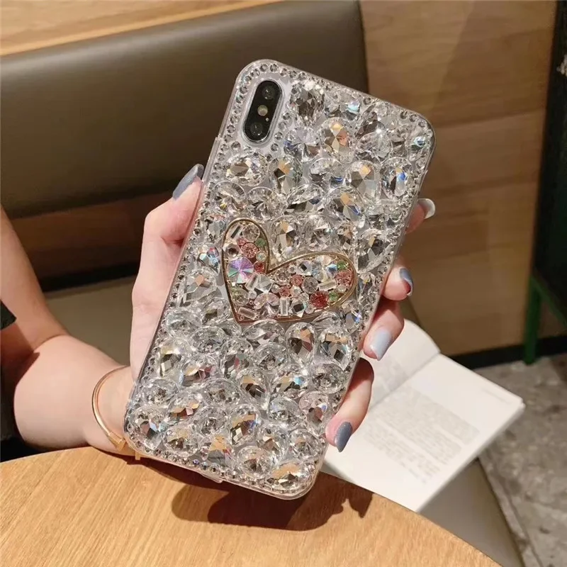 Чехлы для телефонов со стразами Iphone 15 Pro 14 13 12 11Pro Max XS XR X Funda Clear Diamond Phone Back Coque 6 7 8 Plus
