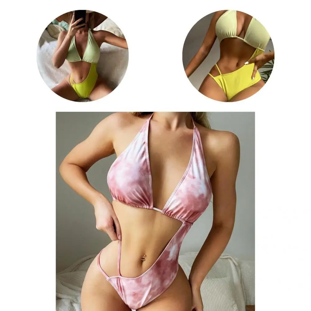 

Terrific Monokini Solid Color Eye-catching Wireless Summer Bathing Suit Lady Swimwear Summer Bathing Suit