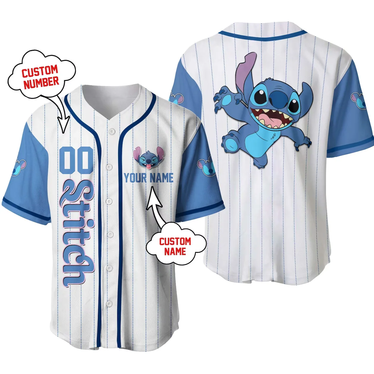 

Custom Name Jersey Disney Stitch Baseball Jersey Men Women Tops Disney Baseball Uniform Shirts Casual Party Wear