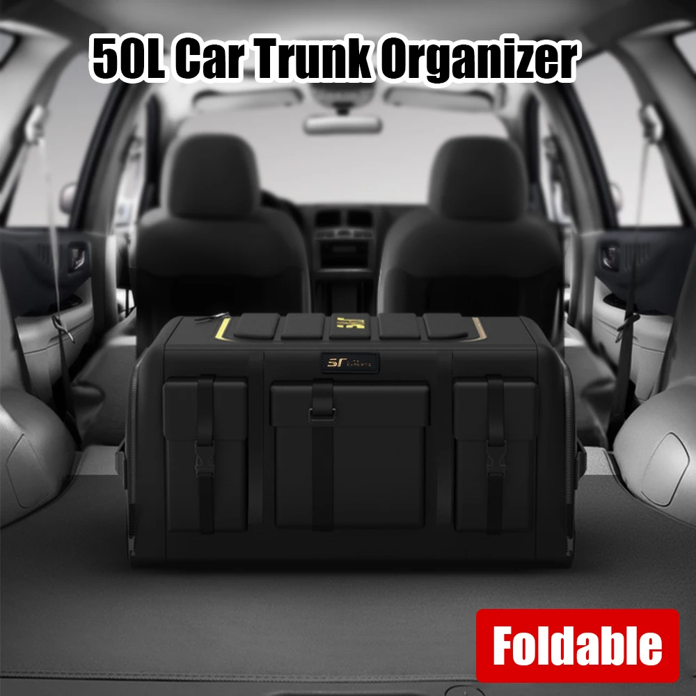 

50L Car Trunk Organizer Storage Box Oxford Cloth Folding Trunk Storage Pockets For Vehicle Sedan SUV Auto Organizers Bag