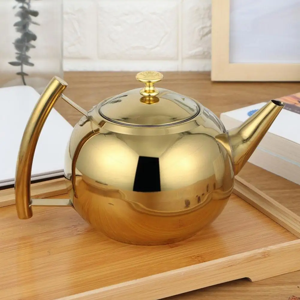 

1/1.5/2l Steel Teapot With Tea Leaf Infuser Filter Induction Cooking Flower Tea Kettle Coffee Pot For Hotel Resta I7m2