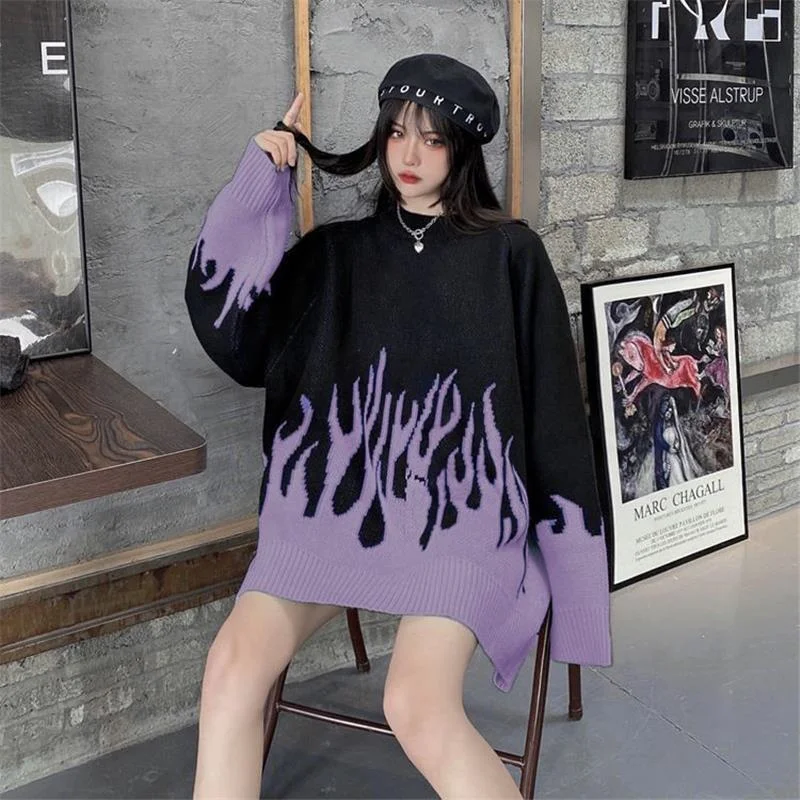 Woman Sweaters Flame Butterfly Embroidery Sweater Street Casual Pullover Letter Knitted Jacquard Jacket Women New 2022