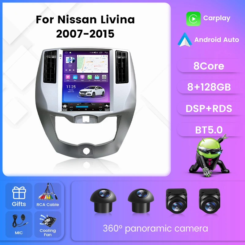 

For Тесла Стиль Экран автомагнитола 2дин android For Nissan Livina 2007-2015 магнитола для авто GPS мультимедиа Штатная магнитола устройство до 8-ЯДЕР, до 8 + 128ГБ Карплей Андроид Авто