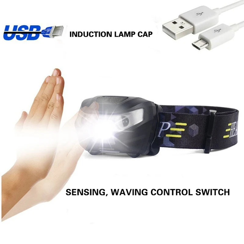 

Индуктивный налобный фонарь N66, светодиодный фонарь 3 Вт с зарядкой от USB, легкий свет, 3 режима освещения, для рыбалки на открытом воздухе