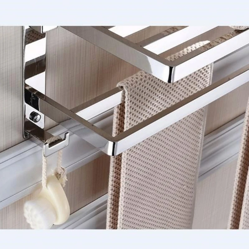 

304 Stainless Steel Bathroom Accessories Set Robe Hook Towel Shelf And Mirror Polished Toilet Paper Holder Clothes