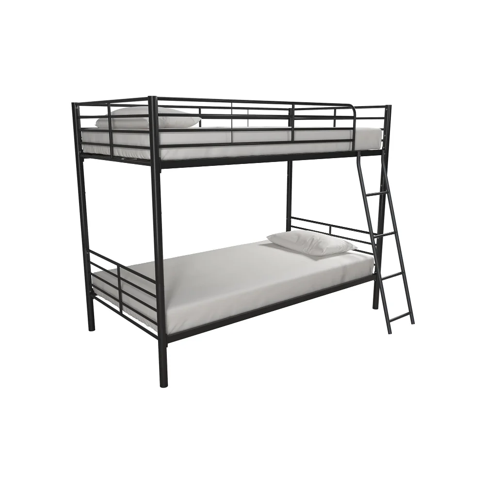 

Convertible Twin Over Twin Metal Bunk Bed, Black Bed Frame Queen