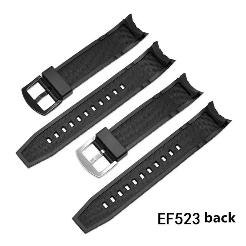 22mm Black Compatible Replacement CAXIO Straps Watch Band EF550 EF523 Series Rubber Silicone Resin Bracelet