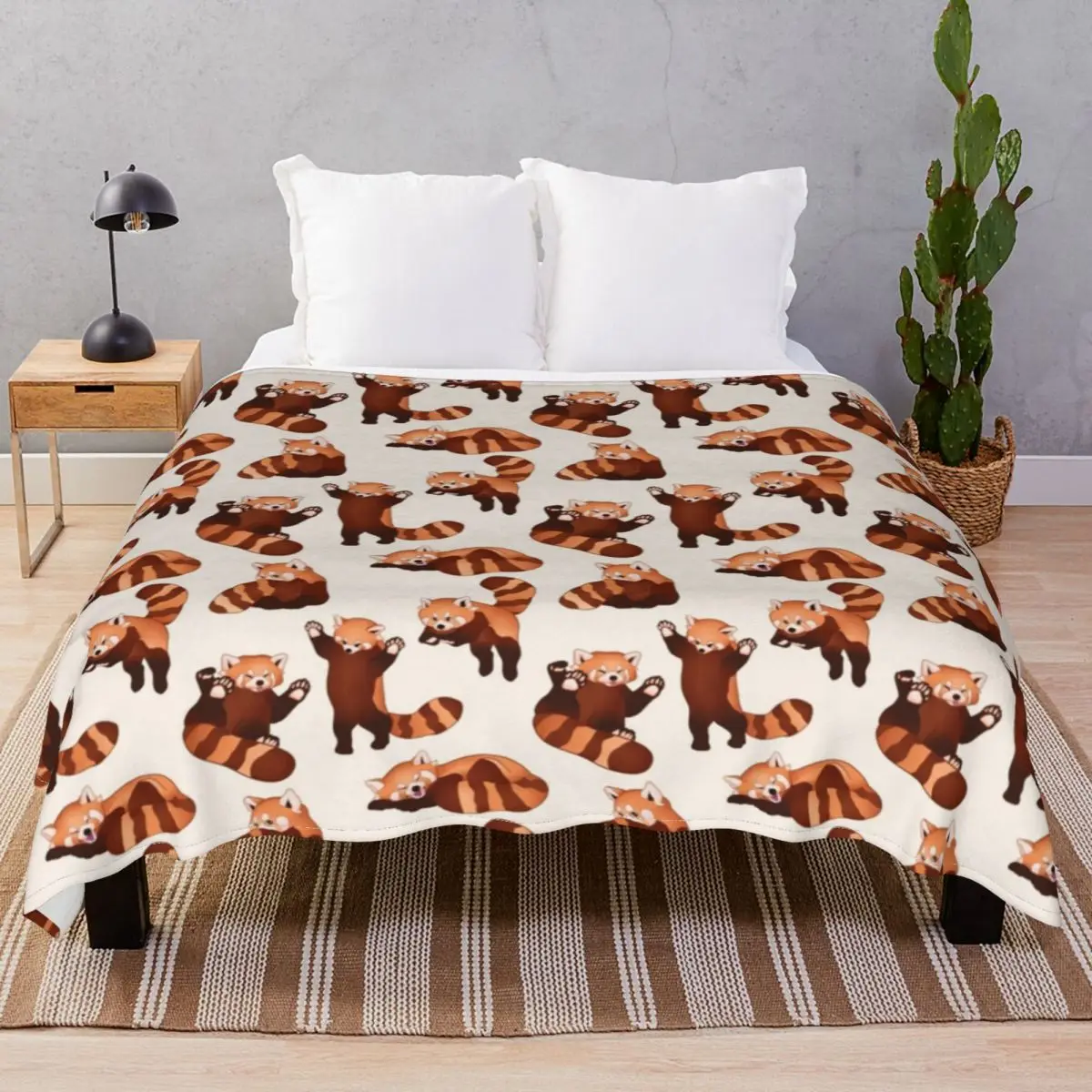 Red Panda Pattern Blankets Flannel Spring Autumn Super Warm Unisex Throw Blanket for Bedding Home Couch Travel Office