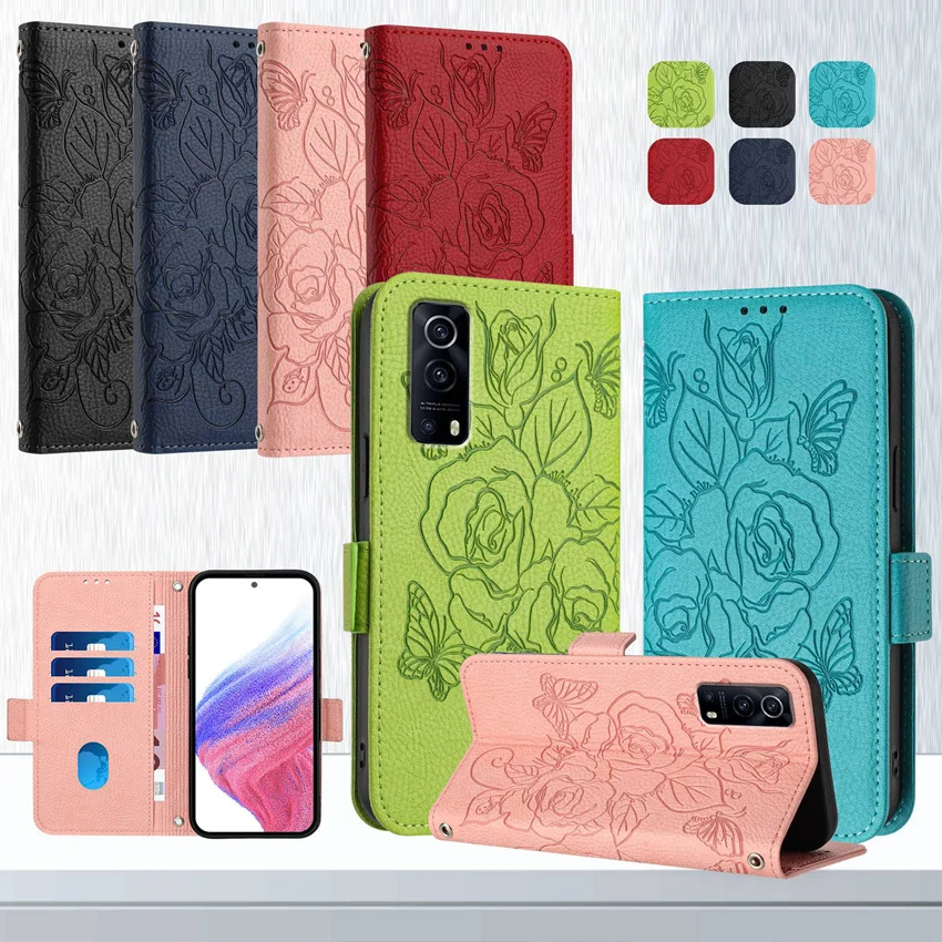 Модная Кожаная флип-карта с цветком розы для VIVO Y50 Y51 Y52 Y53S Y55 Y56 Y70S Y72 Y76 Y77 Y78 Plus чехол