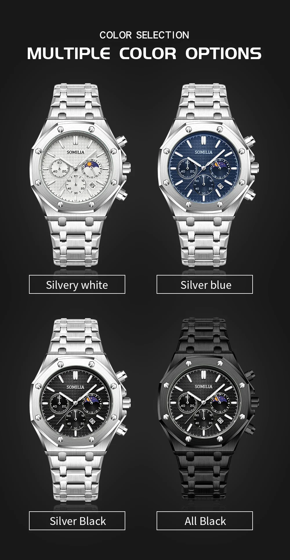 SOMILIA 2311 модные мужские высококачественные многофункциональные лунные