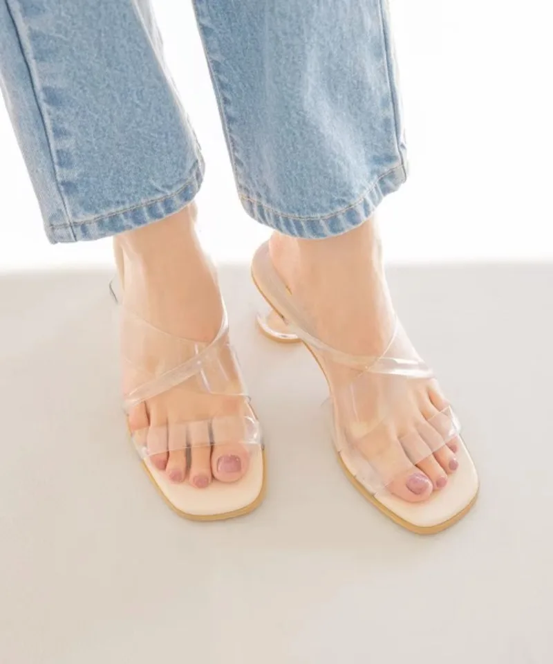 

Шлепанцы женские с перекрестной шнуровкой, открытый носок, каблук с кристаллами, уличные простые тапочки, японские стильные Тапочки