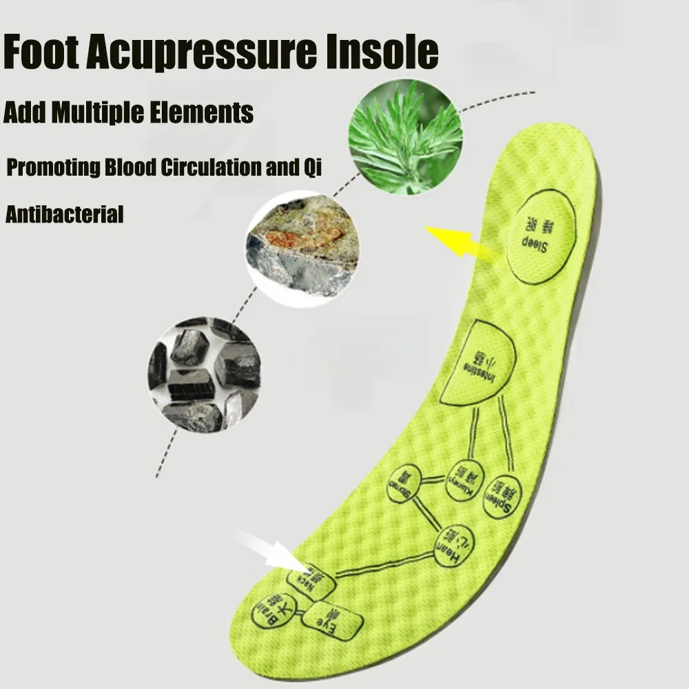 Wormwood Foot Acupressure Insoles Men Women Soft Breathable Sports Cushion Inserts Sweat-absorbing Deodorant Insole Shoe Pads