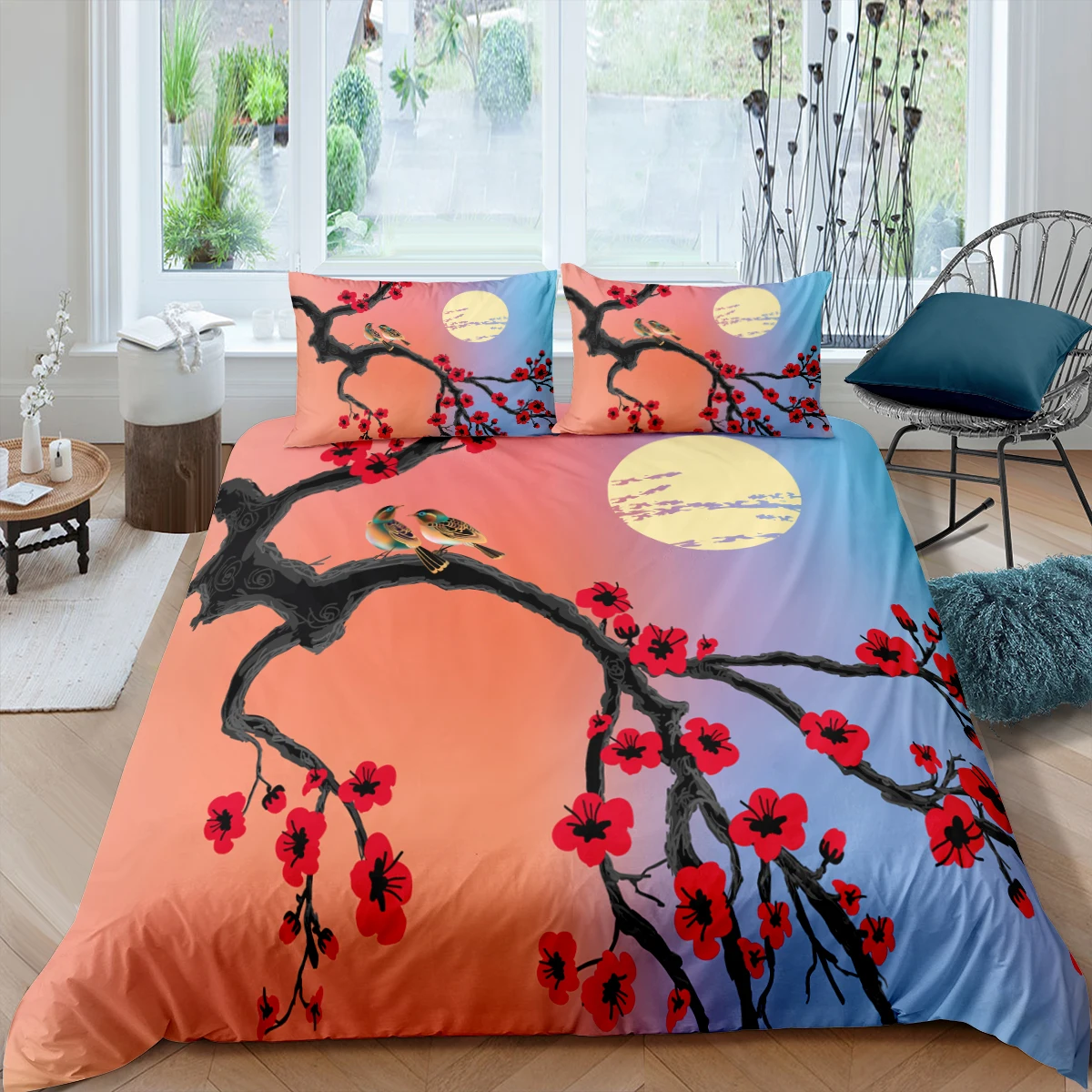 

Home Living Luxury 3D Plum Bossom Bedding Set Moon Duvet Cover Pillowcase Queen and King EU/US/AU/UK Size Comforter Bedding