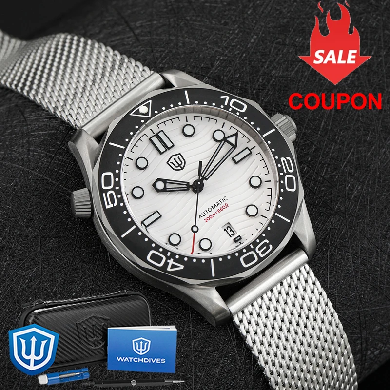 Фото Watchdives WD007 V3 Мужские часы NH35 Часы с автоматическим механизмом и нейлоновым ремешком 200 м Водонепроницаемые механические часы с подарочной коробкой №1