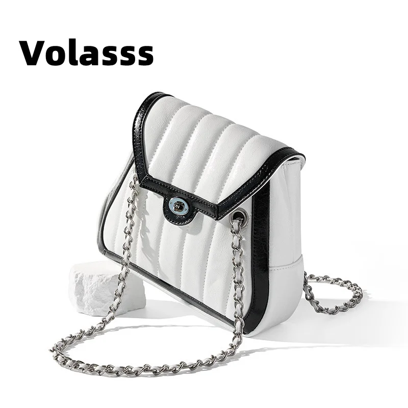 

VOLASSS Fashion Women Backpack Cowhide Chain Bucket Handbag Luxury Genuine Leather Shoulder Bag Female Big Capacity Casual Bags