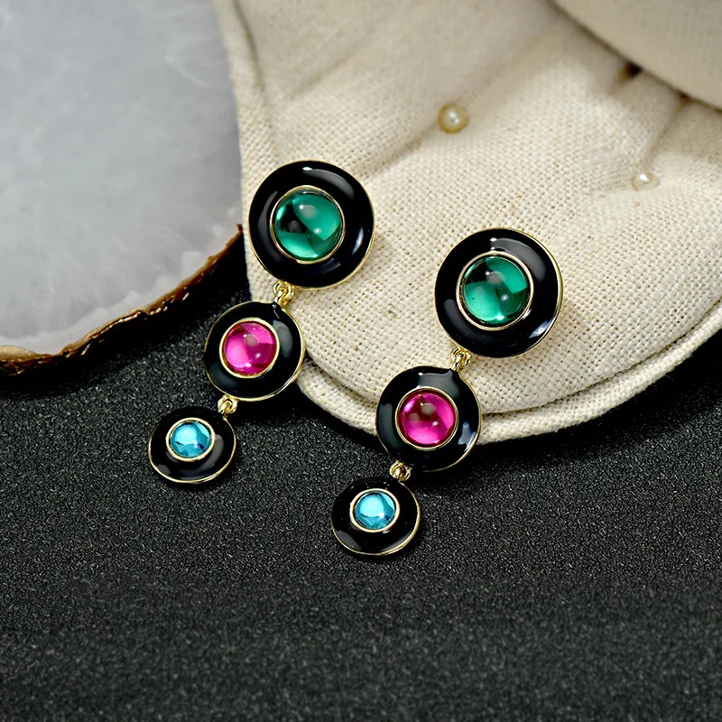 

Long Earrings High Quality Wholesale Black Drip Oil Color Retro Earrings High-end Luxury Lady Earrings Hot Sale New Jewelry