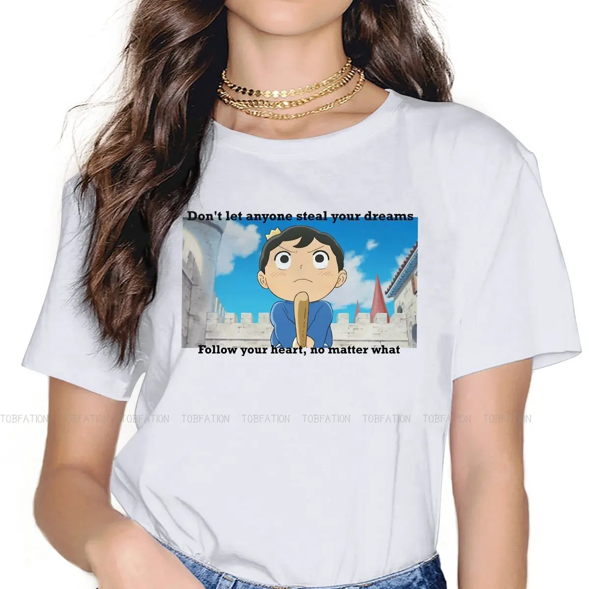 

Follow Your Heart Female Shirts Ranking of Kings Kage Anime Oversized Vintage Women Clothes Harajuku Casual Feminine Blusas