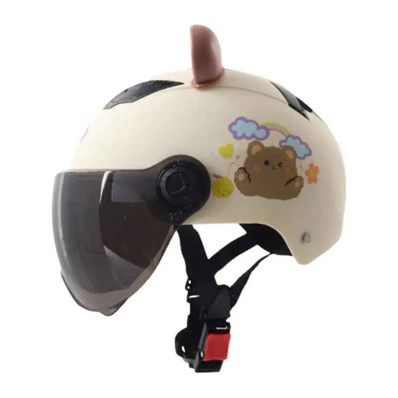 

Летние мотоциклетные велосипедные шлемы ABS унисекс, дышащая Солнцезащитная амортизирующая Защитная шляпа, шлемы с милым медведем для взрослых