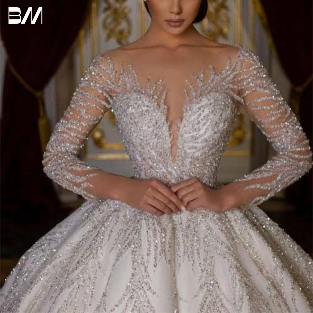 Женское свадебное платье It's yiiya белое блестящее до пола с круглым вырезом и