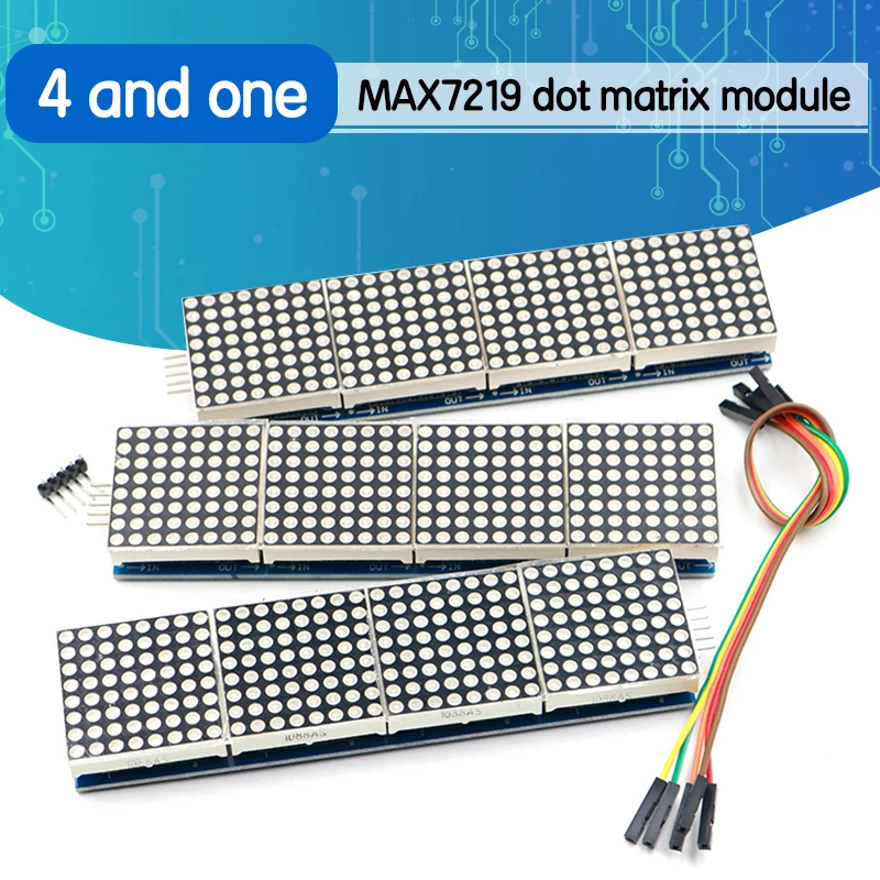 Модуль точечной матрицы MAX7219 для микроконтроллера Arduino 4 в одном дисплее с линией