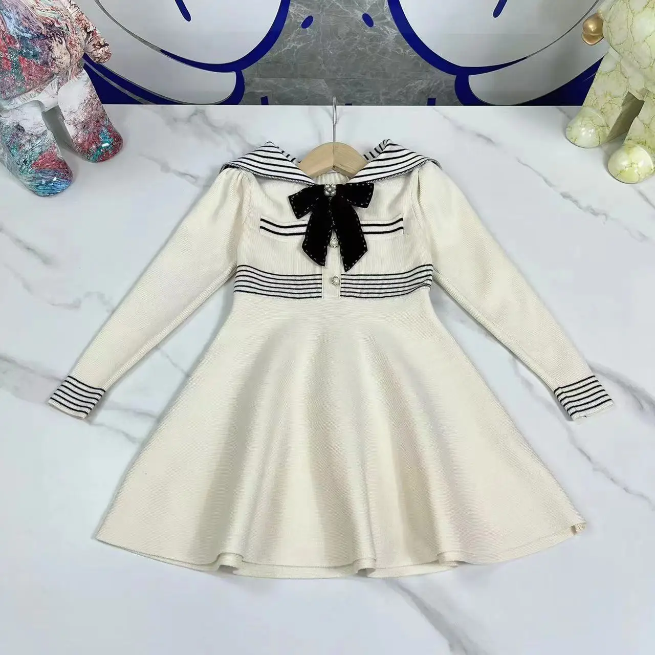 

Дизайнерская детская одежда, новинка 2022, юбка принцессы для девочек, вязаное милое платье с бантом, модное и зарубежное