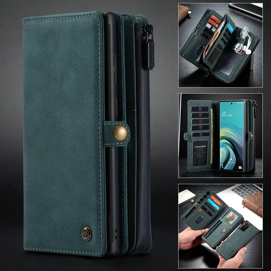 

CaseMe Detachable S22 Wallet Case For Samaung Galaxy Note 20 S21 Ultra Zipper Leather Phone Cover for Note 20 A71 A72 A52 Case