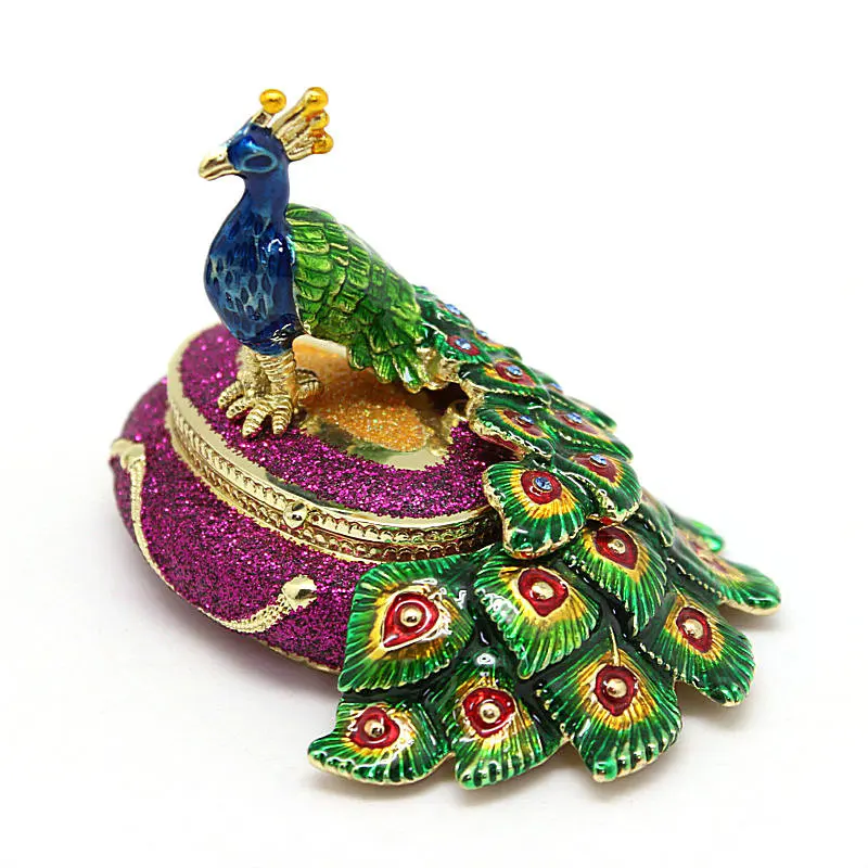 

Enamel Color Oval Peacock Jewelry Box Wedding Gift Decoration Box Creative Home Decoration Decoration Home