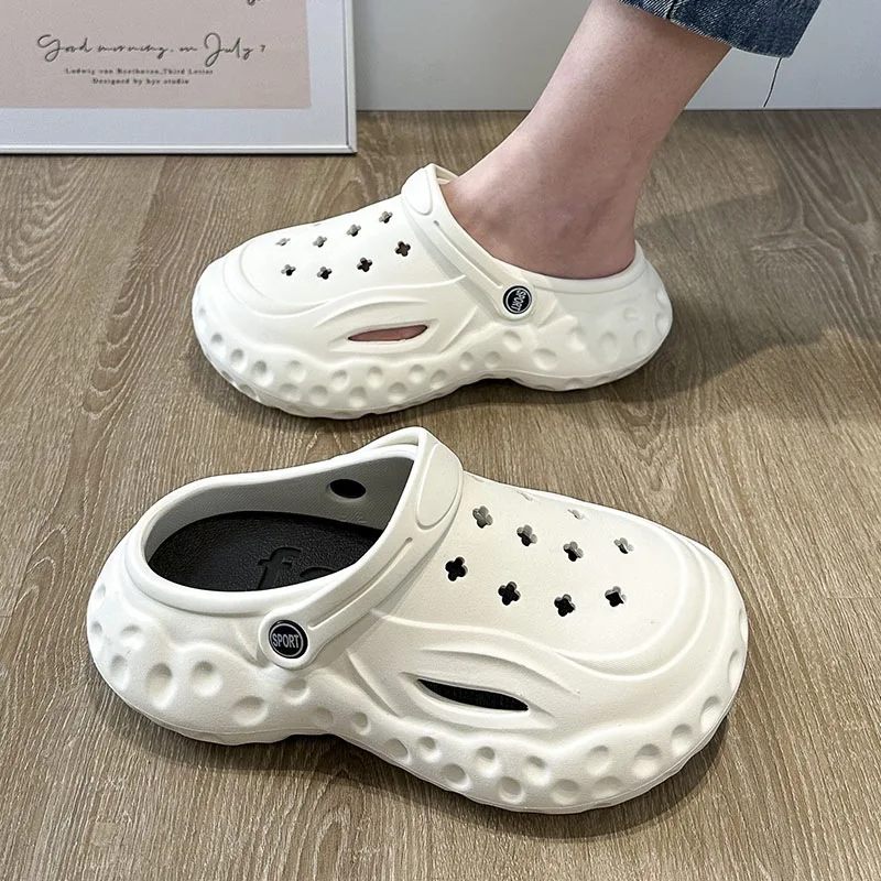 Summer New EVA Elevated Hole Shoes 2023 Casual Thick Sole Anti slip Women's Slippers Soft Sole Comfortable Home Garden Shoes