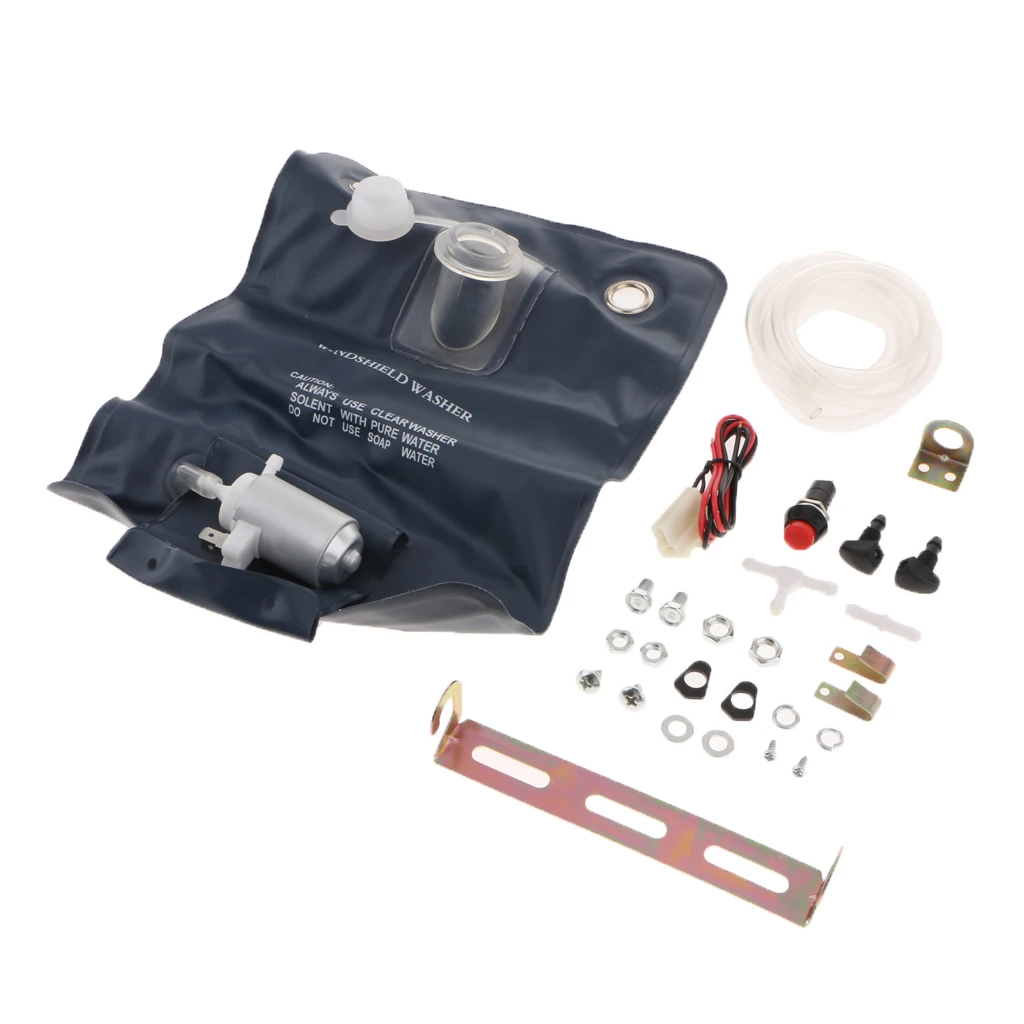

12V Car Windshield Washer Pump Kit +Storage Bag Window Auto Cleaning