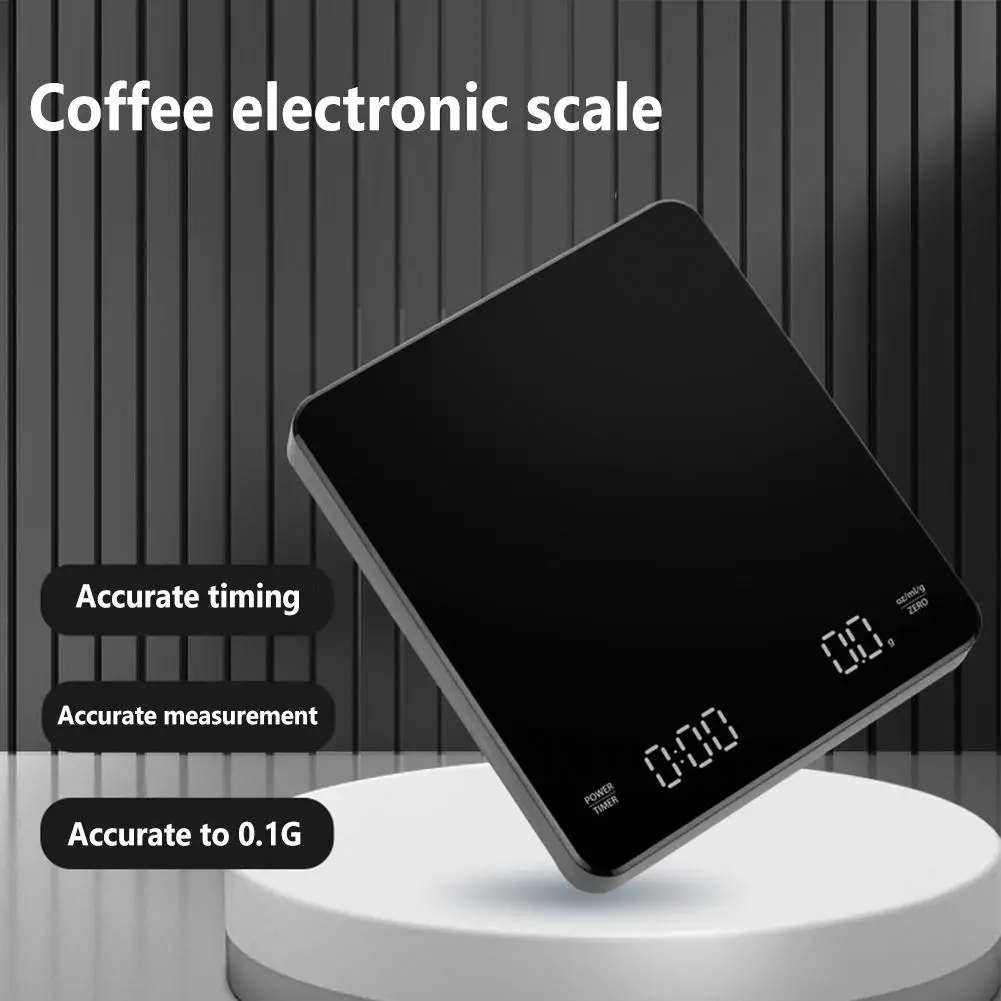 

Kitchen Digital Coffee Scales With Timer Anti Slip Led Screen Design Usb Charging Espresso Scale Automatic Timing 15x13x 2.5cm