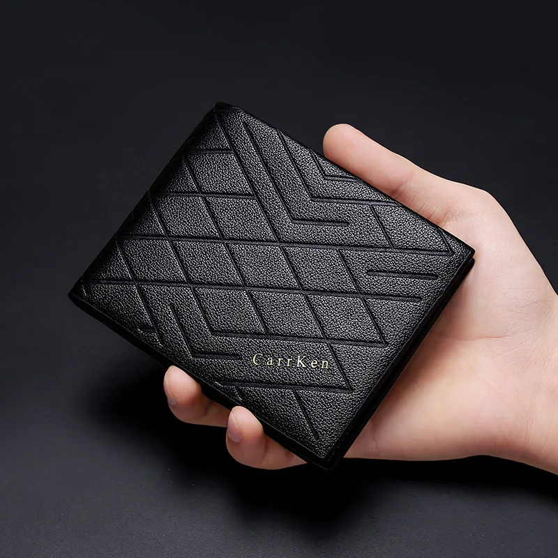 

Men Leather Wallet Brand Luxury Male Purses Money Clip Credit Card coins bag Three fold Short Black Walet Portomonee Carteria
