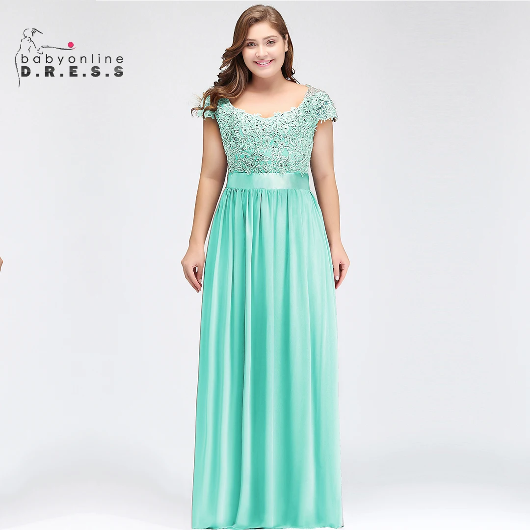 

BABYONLINE Mint Green A Line Bridesmaid Dresses for Beads Pearls Chiffon Wedding Party Long Illusion Back Gowns שמלות שושבינה