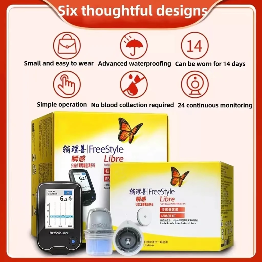 Freestyle Libre 24h Real Time Monitoring Blood Glucose Meter Tester Sensor Scanner Sanguis Finger Free Sugar Testing