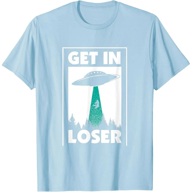 Men's and Women's Sports Leisure New Fashionable Short sleeved Funny Enter Loser Alien T-shirt Black