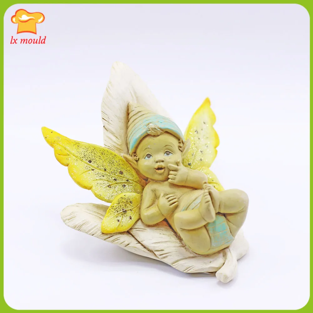 

FAIRY Silicone Fondant Cake Topper Mold Leaf Fairy Baby Silicone Candle Soap Decoration Mould Candy Baking